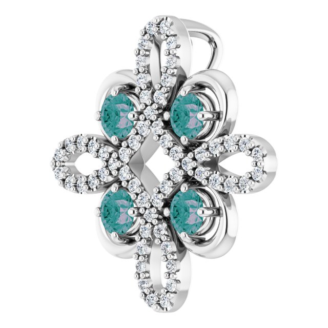 14K Gold Round Natural Alexandrite Clover Necklace or Pendant - White Gold - view 2