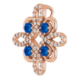 14K Gold Round Natural Blue Sapphire Clover Necklace or Pendant - Rose Gold - view 2
