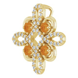 14K Gold Round Natural Citrine Clover Necklace or Pendant - Yellow Gold - view 2