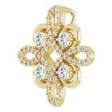 14K Gold Round Natural Diamond Clover Necklace or Pendant - Yellow Gold - view 2