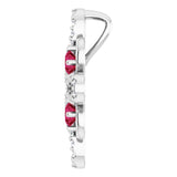 14K Gold Round Natural Ruby Clover Necklace or Pendant - White Gold - view 3