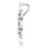 14K Gold Round Natural Pink Tourmaline Clover Necklace or Pendant - White Gold - view 3