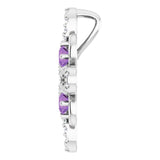 Platinum Round Natural Amethyst Clover Necklace or Pendant - view 3