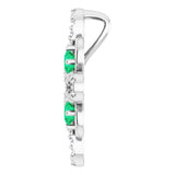 Platinum Round Natural Emerald Clover Necklace or Pendant - view 3