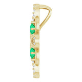 14K Gold Round Natural Emerald Clover Necklace or Pendant - Yellow Gold - view 3