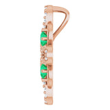 14K Gold Round Natural Emerald Clover Necklace or Pendant - Rose Gold - view 3