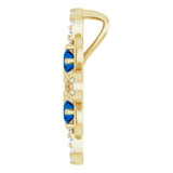 14K Gold Round Natural Blue Sapphire Clover Necklace or Pendant - Yellow Gold - view 3