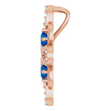 14K Gold Round Natural Blue Sapphire Clover Necklace or Pendant - Rose Gold - view 3