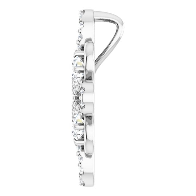 Platinum Round Natural Diamond Clover Necklace or Pendant - view 3