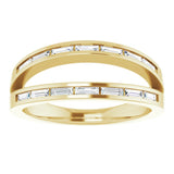 14K Gold Straight Baguette Natural Diamond Negative Space Ring - Yellow Gold - view 3