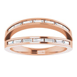 14K Gold Straight Baguette Natural Diamond Negative Space Ring - Rose Gold - view 3