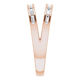 14K Gold Straight Baguette Natural Diamond Negative Space Ring - Rose Gold - view 4