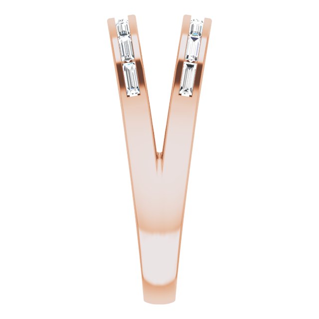 14K Gold Straight Baguette Natural Diamond Negative Space Ring - Rose Gold - view 4
