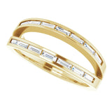 14K Gold Straight Baguette Natural Diamond Negative Space Ring - Yellow Gold - view 5