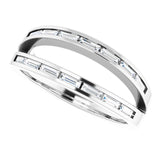 14K Gold Straight Baguette Natural Diamond Negative Space Ring - White Gold - view 5