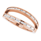 14K Gold Straight Baguette Natural Diamond Negative Space Ring - Rose Gold - view 5