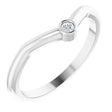 Platinum Round Natural Diamond Accented Stackable V Ring – 2mm Stones