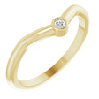 14K Gold Round Natural Diamond Accented Stackable V Ring – 2mm Stones - Yellow Gold