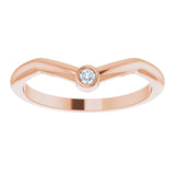 14K Gold Round Natural Diamond Accented Stackable V Ring – 2mm Stones - Rose Gold - view 3