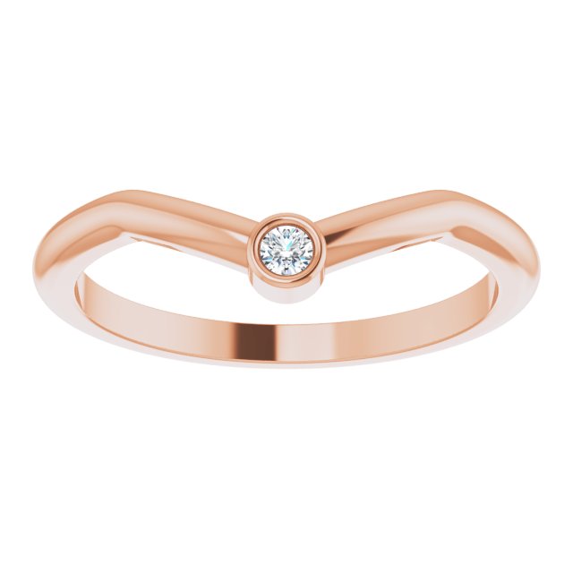 14K Gold Round Natural Diamond Accented Stackable V Ring – 2mm Stones - Rose Gold - view 3