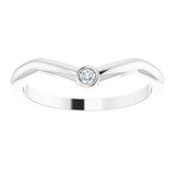 Platinum Round Natural Diamond Accented Stackable V Ring – 2mm Stones - view 3
