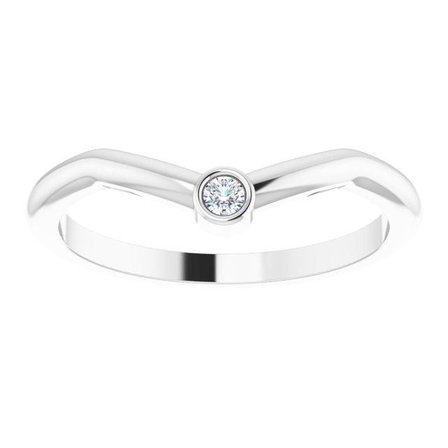 Platinum Round Natural Diamond Accented Stackable V Ring – 2mm Stones - view 3