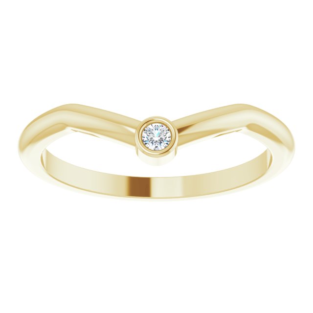 14K Gold Round Natural Diamond Accented Stackable V Ring – 2mm Stones - Yellow Gold - view 3