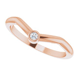 14K Gold Round Natural Diamond Accented Stackable V Ring – 2mm Stones - Rose Gold - view 5