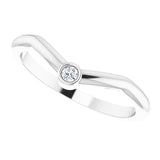 Platinum Round Natural Diamond Accented Stackable V Ring – 2mm Stones - view 5