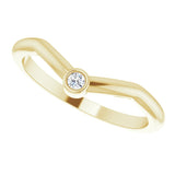 14K Gold Round Natural Diamond Accented Stackable V Ring – 2mm Stones - Yellow Gold - view 5