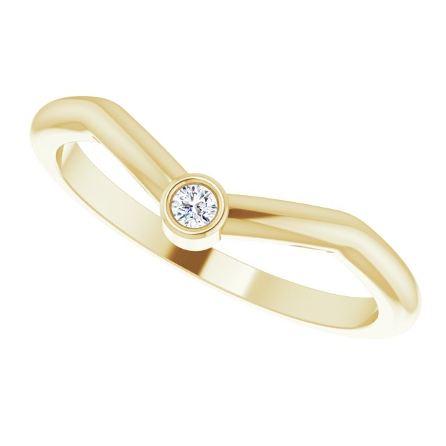 14K Gold Round Natural Diamond Accented Stackable V Ring – 2mm Stones - Yellow Gold - view 5