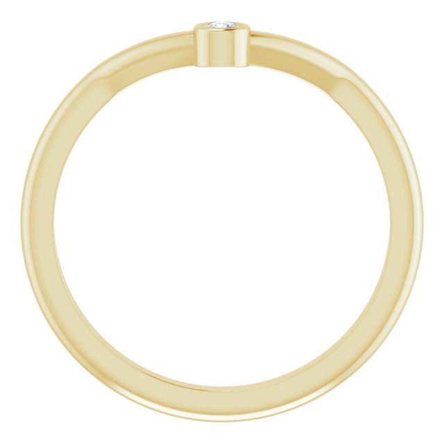 14K Gold Round Natural Diamond Accented Stackable V Ring – 2mm Stones - Yellow Gold - view 2