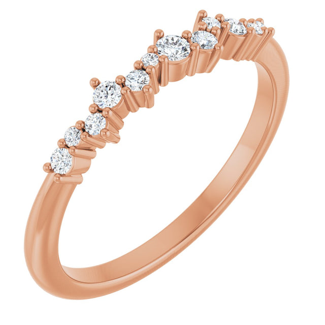 14K Gold Round Natural Diamond Stackable Ring IV - Rose Gold