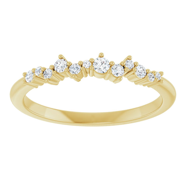 14K Gold Round Natural Diamond Stackable Ring IV - Yellow Gold - view 3
