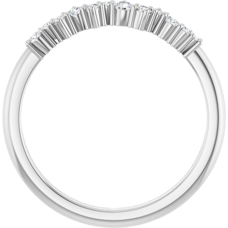 Platinum Round Natural Diamond Stackable Ring V - view 2