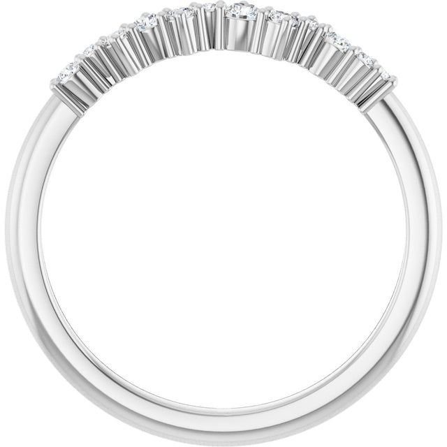 Platinum Round Natural Diamond Stackable Ring V - view 2