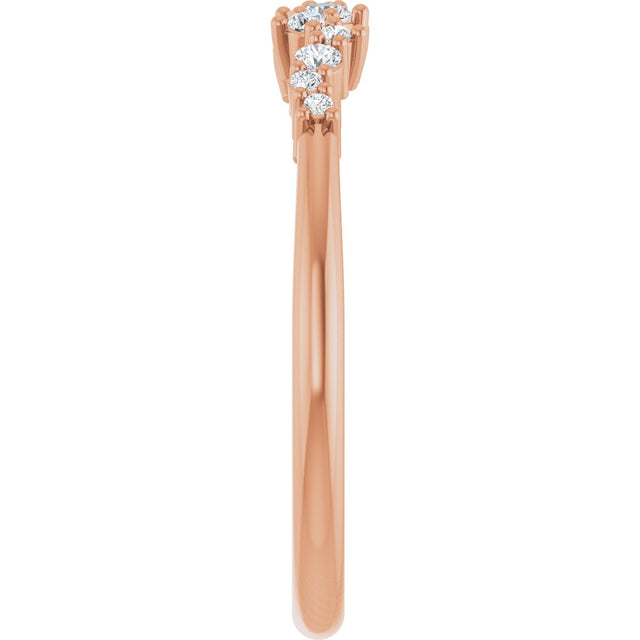 14K Gold Round Natural Diamond Stackable Ring IV - Rose Gold - view 4