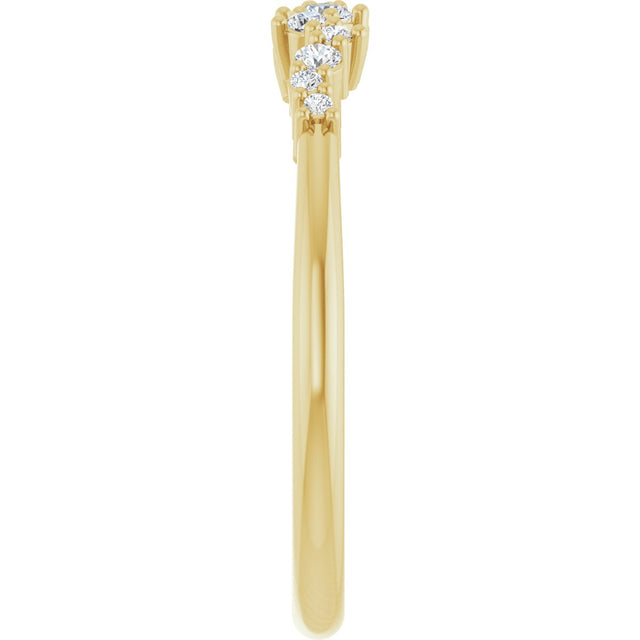 14K Gold Round Natural Diamond Stackable Ring IV - Yellow Gold - view 4