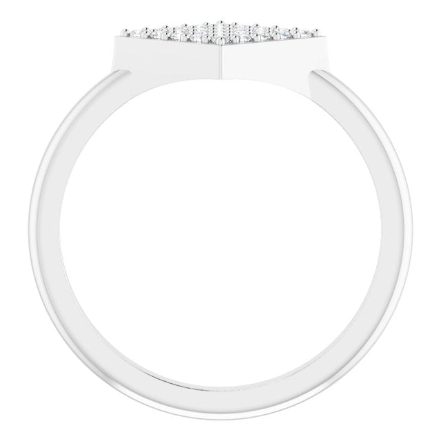 14K Gold Round Natural Diamond Geometric Ring – 1.1mm Stones - White Gold - view 2