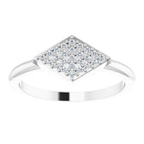 14K Gold Round Natural Diamond Geometric Ring – 1.1mm Stones - White Gold - view 3