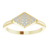 14K Gold Round Natural Diamond Geometric Ring – 1.1mm Stones - Yellow Gold - view 3