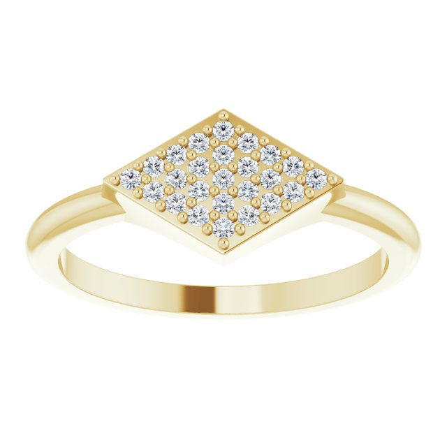 14K Gold Round Natural Diamond Geometric Ring – 1.1mm Stones - Yellow Gold - view 3