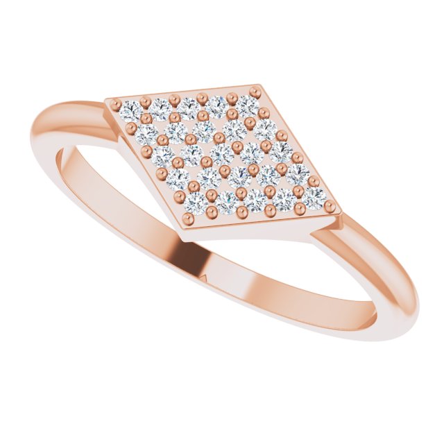 14K Gold Round Natural Diamond Geometric Ring – 1.1mm Stones - Rose Gold - view 5