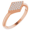 14K Gold Round Natural Diamond Geometric Ring – 1.1mm Stones - Rose Gold