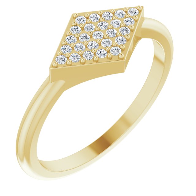 14K Gold Round Natural Diamond Geometric Ring – 1.1mm Stones - Yellow Gold