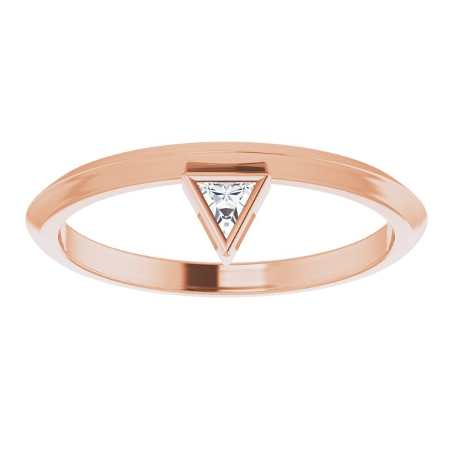 14K Gold Triangle Natural Diamond Bezel-Set Stackable Ring - Rose Gold - view 3