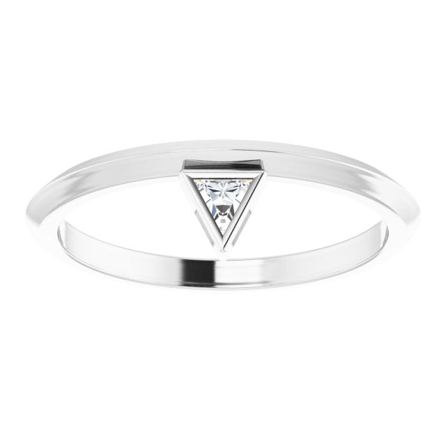 Platinum Triangle Natural Diamond Bezel-Set Stackable Ring - view 3