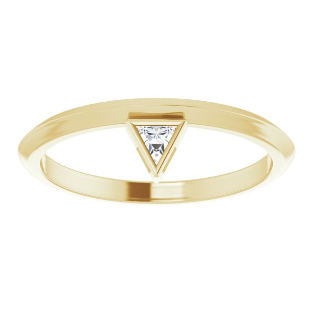 14K Gold Triangle Natural Diamond Bezel-Set Stackable Ring - Yellow Gold - view 3