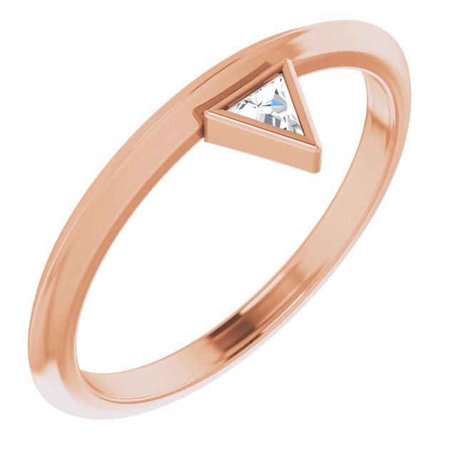 14K Gold Triangle Natural Diamond Bezel-Set Stackable Ring - Rose Gold