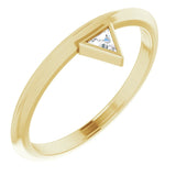 14K Gold Triangle Natural Diamond Bezel-Set Stackable Ring - Yellow Gold